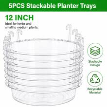 5pcs 6/8/10/12 Inch Hanging Planter Water Collector, Hanging Flower Pot Drip Tray With Hooks, Storage Rack, Transparent Plastic Hanging Watering Tray, Suitable For Indoor And Outdoor Hanging Plants And Flower Baskets, Ideal For Garden And Yard Organization, (Tray Only, Hanging Basket Not Included) - 5-piece Tray Set - View 10