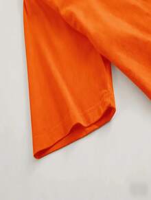 Nouveau T-shirt pour femmes, T-shirt surdimensionné pour femmes pour le printemps/été, style d'illustration simple, tenue d'été pour femmes de la République Dominicaine. - Orange - Voir 4