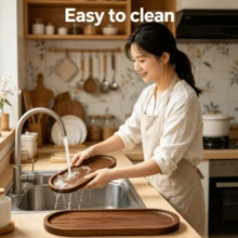 Light Luxury Solid Wood Tray - Oval Wooden Tray, Coffee Tray, Snack Tray, Dessert Tray, Easy To Clean, Appetizer Platter, Serving Plate, Dish, Platter, Party Supplies Suitable For Sushi, Desserts, Snacks, Fruits - Suitable For Holiday Gifts, Christmas, Halloween Party, Kitchen Storage Rustic Style Tableware, Kitchen Accessories, Picnic - View 11