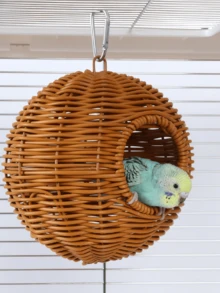 1 Rattan-Style Hangable Outdoor, Garden, Indoor Birdhouse, Available In Three Colors, Suitable For Sparrows, Cockatiels, Various Birds, Hummingbirds, And Various Small Animal Nests. - View 3