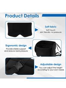 2-In-1 Travel Pillow Comfortable Neck & Head Pillow With Eye Mask And Storage Bag 360° Support Airplane Travel Pillow, Travel Essentials - Black - View 3