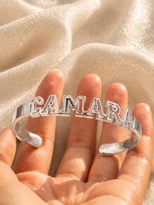 Personalized Gold Stainless Steel Open Cuff Bracelet With Custom Name Engraving - Elegant Bohemian Style, Women's Wide Cuff Bracelet, High-Quality Women's Cuff Bracelet, Party Accessory, Engraved Jewelry, Handmade Bracelet, Gift For Her, Anniversary Gift - Multicolor - View 7