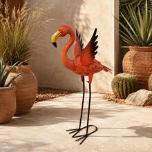 1pc Large Shiny Red Metal Flamingo Ornament, Garden Yard Home Decor - Animal - View 6