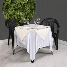 Set Of 20 White Tablecloths 1.5x1.5m + Colorful Table Runners - 稻草 - 查看 5