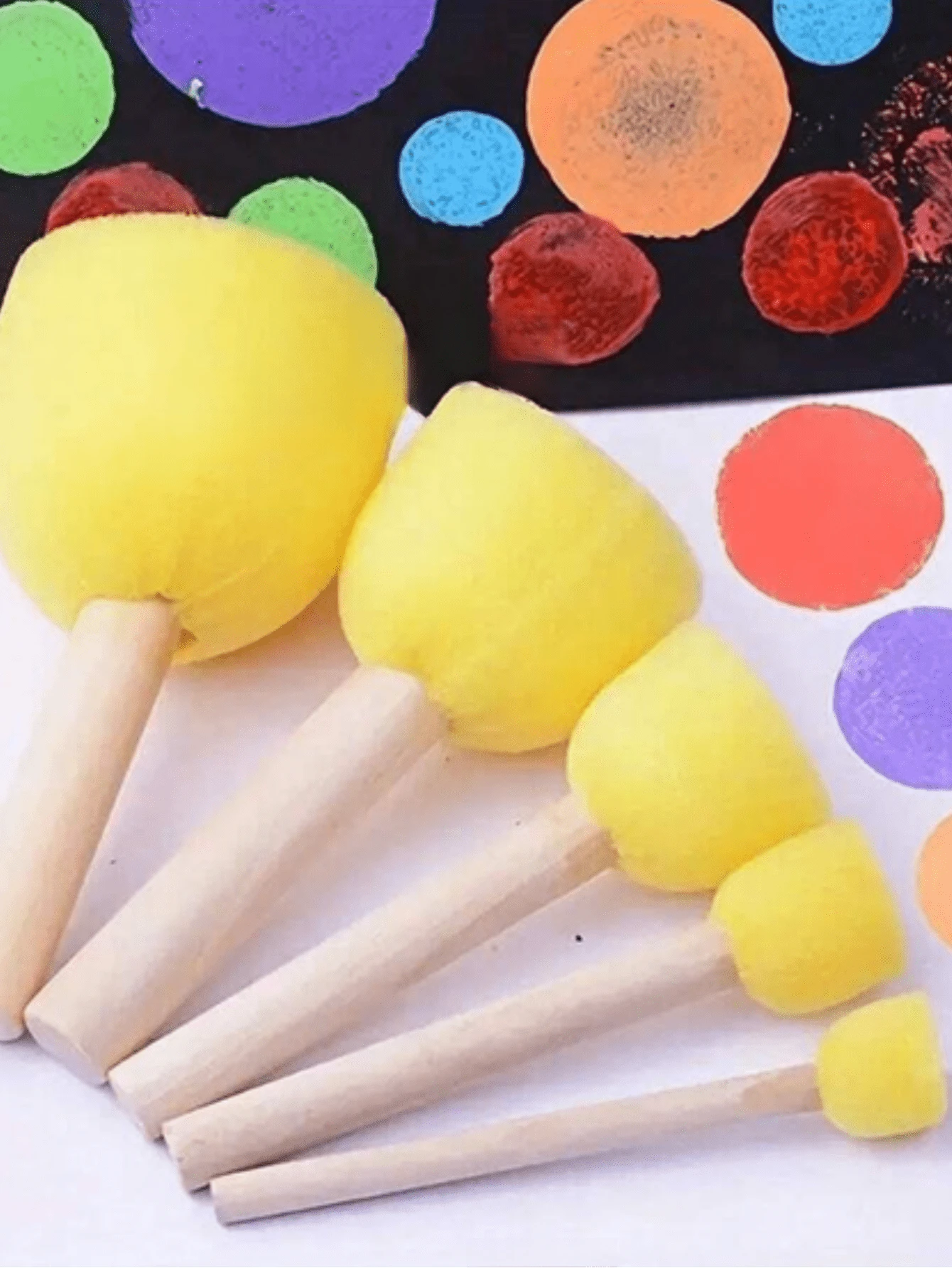 30pcs/25pcs/15pcs/5pcs Yellow Sponge Brushes, Suitable For Graffiti, Painting And Art Projects - Round Mushroom Head - Painting Sponge - View 1