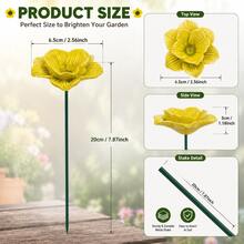 4 PIEZAS Comederos de cerámica multicolor hechos a mano, estacas decorativas para jardín al aire libre, bebederos para abejas con forma de flor, comederos para pájaros, abejas y mariposas - 4 piezas - Ver 2