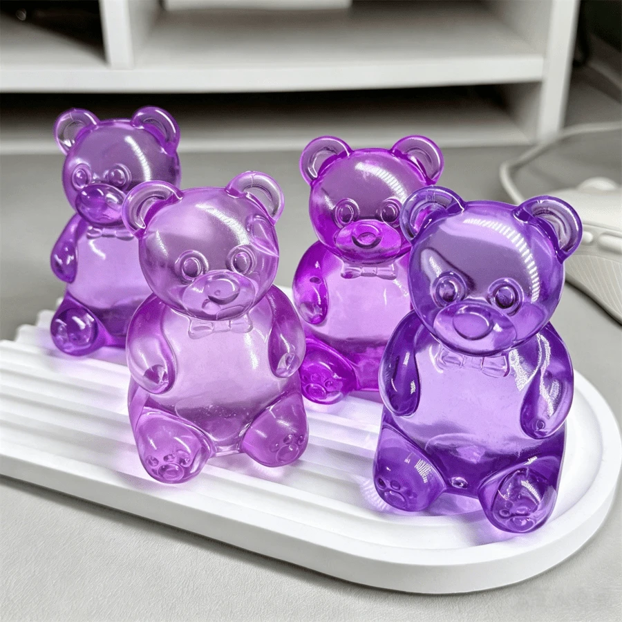 1 pieza Oso/Salamandra de cristal con purpurina, juguete blando de rebote lento, juguete antiestrés pegajoso, Taba Squishy, juguete portátil de viaje para apretar con los dedos, adecuado para todas las edades y personas con autismo, regalo ideal para vacaciones, artículo divertido y lindo, regalo de cumpleaños