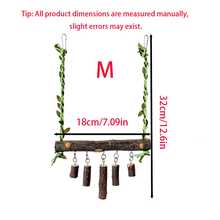 Parrot Wooden Wind Chime Swing Perch, Parrot Climbing & Claw Grinding Perch, Suitable For Cockatiel/Budgie/Lovebird/Other Parrots, Universal Cage Interior Fun Perch, Parrot Toy, Bird Cage Accessory - View 7