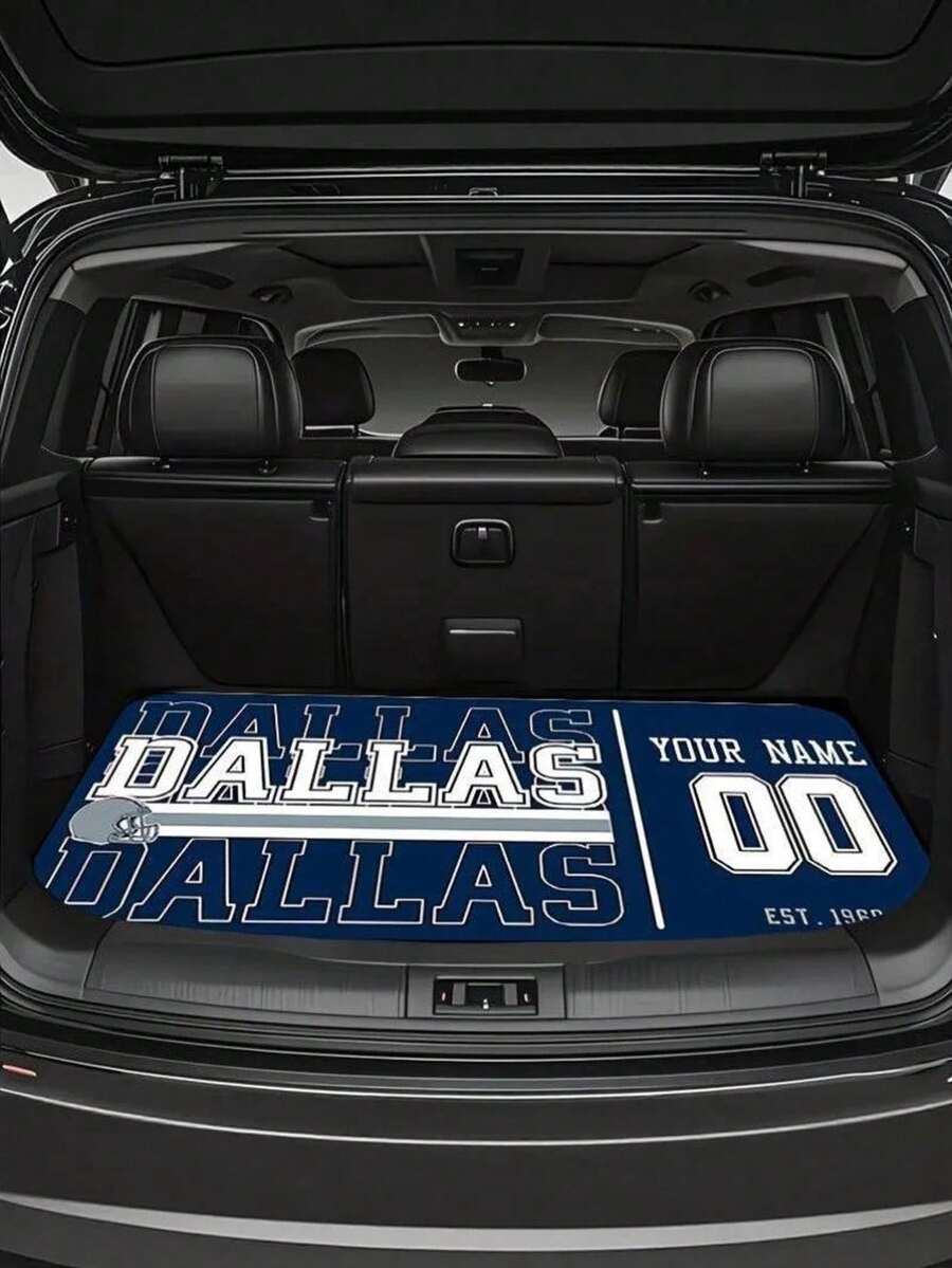 Dallas Football Team Car Trunk Mat, Non-Slip Easy-To-Clean Polyester Trunk Floor Protector, Suitable For Sedan, SUV And Pickup, Perfect Fan Holiday Gift - A - View 1