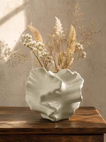 Wabi-Sabi Style Vintage Ins Lotus Leaf Textured Resin Vase, Glossy Black Pink Spotted Cream White, Retro Country Style Living Room Bedroom Homestay Desktop Decor Ornament, Zen Aesthetic Vase Gift - Wabi-sabi Art Vase - View 10