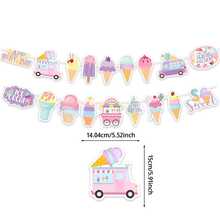 1Set (Including 18pcs) Party Banners - Ice Cream Themed Happy Birthday Banner - Cute Multicolor Ice Cream Cone Popsicle Ice Cream Truck Design Hanging Decor - View 4