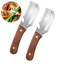 2pcs/1pc Stainless Steel Heavy Duty Peeler, Professional Sugarcane & Pineapple Slicer, With Wooden Handle, Multi-Functional Fruit & Vegetable Peeling Tool, Durable Kitchen Gadget, Suitable For Home & Outdoor - Multicolor - View 7