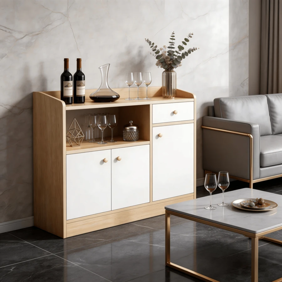 Kitchen Storage Cabinet, Kitchen Organizer Sideboard With Drawer And Doors - Multicolor - View 1