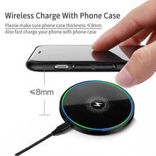 Upgraded Mini 15W Mirror Fast Wireless Charger, Induction Charging Pad Base, Universal Fast Charging Compatible With IPhone 17/16/15/14/13/12/X Series Pro Max And All Qi Certified Smartphones - Black - View 2
