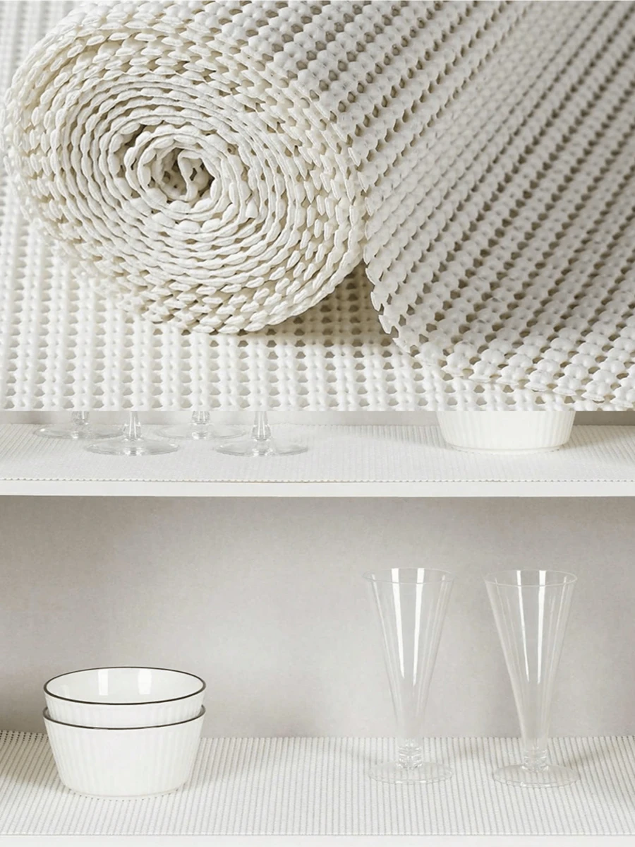 1 Roll Beige Non-Slip Shelf Liner, PVC Waterproof Cabinet Mat, Semi-Transparent Non-Adhesive Drawer Liner, Easy To Cut Cupboard Pad, Suitable For Shelves, Refrigerators, Tables, Cabinets, Kitchen, Shelf Liner - Beige - View 1