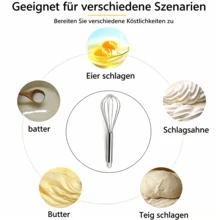6 Zoll kleiner Schneebesen aus hochwertigem Material, praktischer Handbesen zum Aufschlagen von Eiern, Aufschäumen und Vermischen von Teig - Silber - Übersicht 5