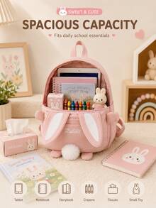 XD Nueva mochila ligera de conejo para niños, mochila compacta - Mochila de estudiante ligera y cómoda, adecuada para volver a la escuela, viajes, aprendizaje, mochila para niños, unisex, regalo perfecto - Multicolor - Ver 4