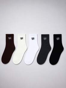 1/5 Pairs Men's Sports Socks, Fashionable Minimalist, Moisture-Wicking, Breathable, Comfortable, Not Stuffy, Suitable For Daily Wear, Sports And Outdoor Activities, All Seasons - Multicolor - View 10