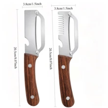 2pcs/1pc Stainless Steel Heavy Duty Peeler, Professional Sugarcane & Pineapple Slicer, With Wooden Handle, Multi-Functional Fruit & Vegetable Peeling Tool, Durable Kitchen Gadget, Suitable For Home & Outdoor - Multicolor - View 4