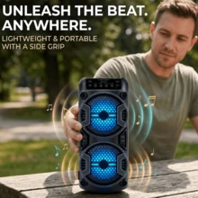 Portable Bluetooth Speaker, Outdoor Sound System, Dual-Speaker Tweeter, High-Fidelity Stereo Speaker, RGB Lighting Effects, Supports MIC/BT/USB/TF Card/Carry Handle Design/FM Radio, Suitable For Both Indoor And Outdoor Use, Microphone Not Included - View 5