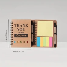 1 Set Spiral Bound Inspiration Notebook, Thank You Gift, Employee Appreciation Gift, With Sticky Notes And Motivational Pen - A - View 5