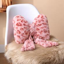 2 Pcs Car Neck Pillow Plush Bow Headrest Pillow Pink Leopard Seat Neck Support Accessories For Driving Travel - Pink - View 5