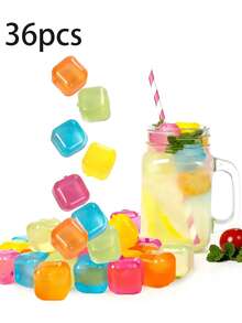 12/24/36pcs Reusable Plastic Ice Cubes, Washable And Freezable Ice Cubes, Suitable For Coffee, Bar Parties And Holiday Celebrations-Christmas, Easter, Thanksgiving, Back To School - Multicolor - View 10