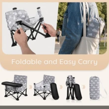 Portable Foldable Baby Beach Chair:Baby Chair With Tray For Baby Boy Girl,Booster Seat For Dining Table For Indoor/Outdoor Use Home Kitchen Travel Use - Grey - View 5