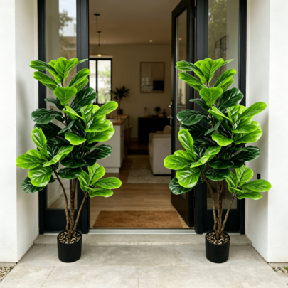 Grande pianta artificiale di Ficus Deltoidea, 53 foglie, 125 cm, adatta per la decorazione domestica interna ed esterna