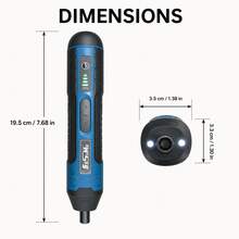 3.6V Mini Electric Screwdriver, Multi-Function Adjustable Torque, Built-In Rechargeable Lithium Battery, Portable Straight Handle Design, Suitable For Home Maintenance, Repair And Disassembly - Dark Blue - View 3