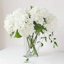 Artificial White Hydrangea Bouquet, High-Quality Faux Flowers, Suitable For DIY Wedding Flower Basket, Bridal Bouquet, Birthday Party, Outdoor Home Decor, Holiday Gift, Also For Home Restaurant, Bedroom, Holiday Birthday Party, Outdoor Garden Decor, Spring Decor, Garden Decor - White - View 1