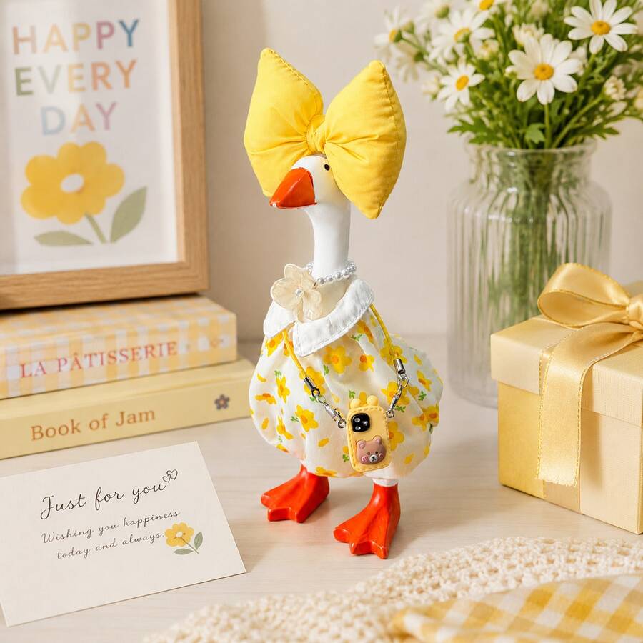 7-Inch Desktop Goose Outfit Set - 4 Sets Of Mini Summer Desktop Goose Clothes With Floral Skirts And Bows, Small Goose Outfit Accessories Decoration, Suitable For Desktop Goose Statues, Office And Home Desktops (Goose Statue Not Included) - Multicolor - View 1