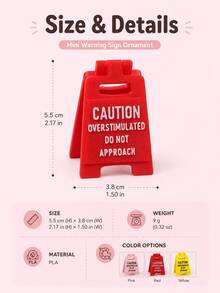 Funny Mini Desktop Warning Sign, "Caution Overstimulation Please Keep Distance" Desktop Ornament, Cute Home Office Desk Decor, Humorous Gift For Friends, Colleagues And Introverts - Multiple Styles - View 9
