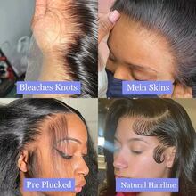 200% Density Wear And Go Straight 4x4 5x5 Lace Front Wigs For Women - Put And Go Glueless Lace Closure Wigs - #1B Natural Black Color Pre-Plucked Invisible Hairline Daily Wear Straight Mixed Human Blended Hair Frontal Hair Wigs Glueless Wig Daily Use - Natural & Black - View 6