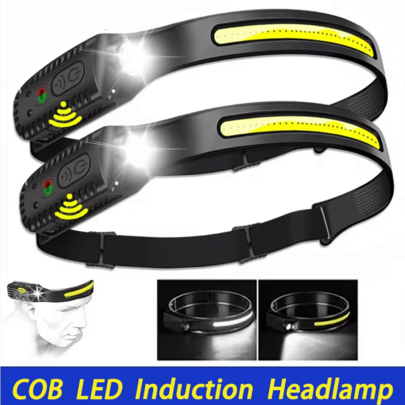 1PC USB Rechargeable LED Sensor Headlamp, Headlight Head Work Light, Waterproof Headlamp For Fishing Camping Lantern