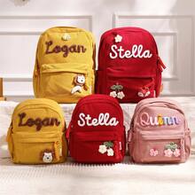 MerexSync 1 buah Ransel Anak yang Dipersonalisasi, Ransel dengan Nama yang Dapat Disesuaikan, Patch Motif Bunga, Hadiah Kembali ke Sekolah, Hadiah Ulang Tahun, Hadiah Anak-anak, Hadiah Kembali ke Sekolah, Ransel TK, Unisex, Ransel yang Dipersonalisasi, Tas Penyimpanan Alat Tulis, Ransel Kartun, Hadiah Natal - MultiWarna - View 9