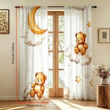 2pcs Dreamy Teddy Bear & Cloud Sheer Curtains - 100% Polyester Semi-Transparent Rod Pocket Curtains For Bedroom, Living Room, Kitchen And Study - Machine Washable Modern Home Decor, Interesting Design, Semi-Transparent Polyester Material - Multicolor - View 15