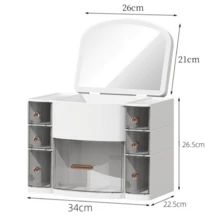 LARGE MAKEUP COSMETIC ORGANISER DRESSING TABLE MAKE UP HOLDER TIDY STORAGE BOX - White - View 2