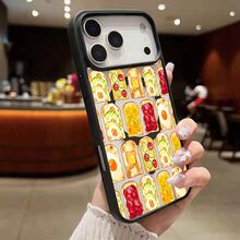 トースト 卵 アボカド トマト ジャム パター パターチョップ レトロ柄 フード柄17ケース,プレゼント用・自分用両方に大活躍,感あふれるキュートスマホケース防水・耐衝撃・耐傷性に優れたソフトケース。対応機種： 17 Pro Max、17 Pro、17、16 Pro Max、6 Pro、16 Plus、15、15 Pro Max、15 Pro、15 Plus、11、12、13、14 Pro Max、11 Pro、11 Pro Max、12 Pro、12 Pro Max、13 Pro、13 Pro Max、14 Plus - ブラック - チェックする 14