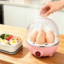 Single-Layer Egg Cooker With Round Lid And Measuring Cup. Adjust Water To Make Soft Or Hard-Boiled Eggs, Also Steams Egg Custard, Corn And Breakfast Food. Compact And Space-Saving, Ideal For Dorms, Offices And RV Use. - US A Type Plug(110-127V) - View 3