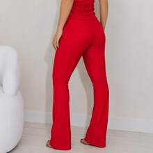 Calça Flare Feminina Montaria Premium Bootcut Elegante - Vermelho - Visão 4