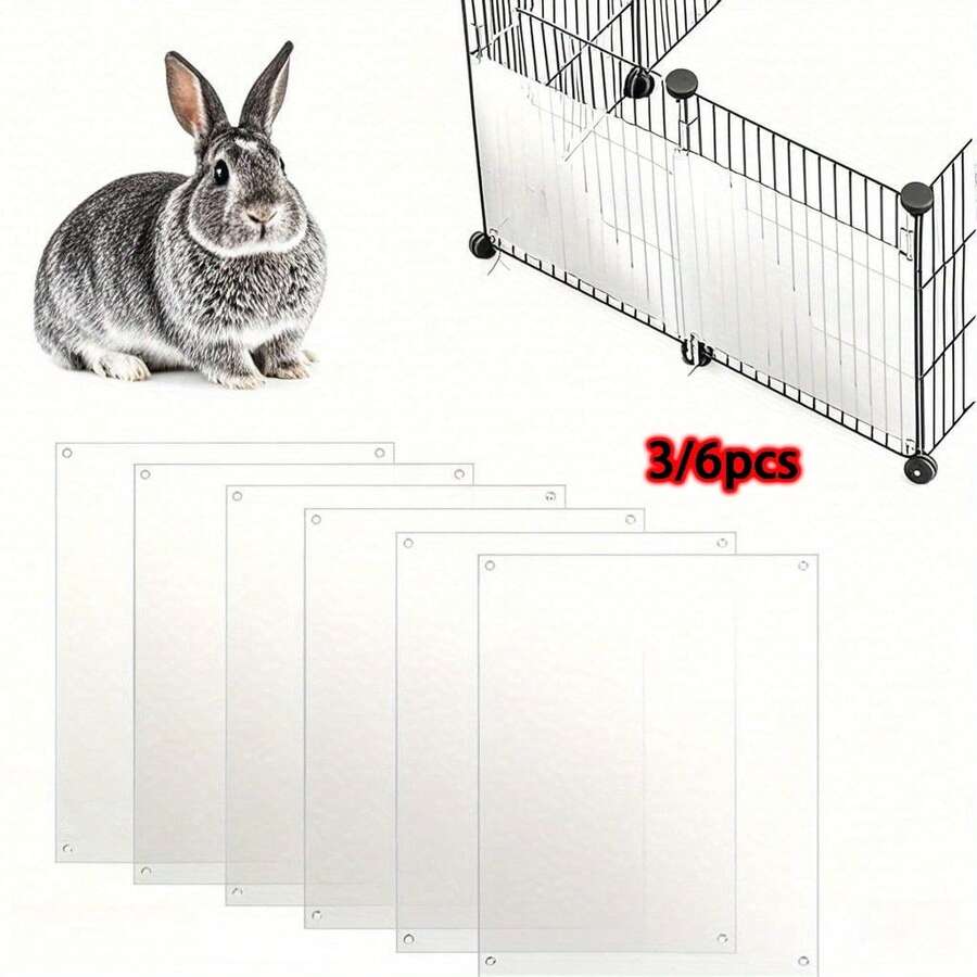 Pet Cage Liner Protective Mat, Rabbit Cage Plastic Panel, 3/6pcs Cage Urine Protection Board, Suitable For Rabbit, Guinea Pig, Hamster, Hedgehog, Ferret, Bunny - Transparent - Multicolor - View 1