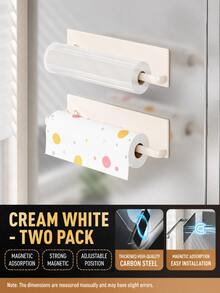 1/2PCS Magnetic Paper Towel Holder, Carbon Steel Material, Available In Cream White And Gun Gray, No-Drill Installation, Easy To Install, Stable And Durable, No Wall Damage, Wall-Mounted Storage For Paper Towels, Plastic Wrap, Towels, Clothes Hangers, Suitable For Kitchen, Refrigerator, Bathroom, Balcony, Outdoor And More - Multicolor - View 12