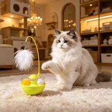 Multifunctional Cat Rolling Ball Toy With Feather Teaser, Bell And Catnip Ball, 360° Rotating Self-Play Interactive Kitten Toy, Durable ABS Material, Relieve Boredom Pet Entertainment Supplies - View 2