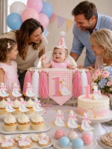 6/12 peças Toppers de Cupcake Divertidos de Ganso Azul & Rosa, Adequados para Chá de Bebé, Festa de Aniversário, Decorações de Festa de Revelação de Género e Mais. - Multicolorido - Ver 11