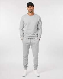 Conjunto Moletom Flanelado Liso Masculino Casual Conforto  Outono / Inverno    Solto - Cinza - Visão 5