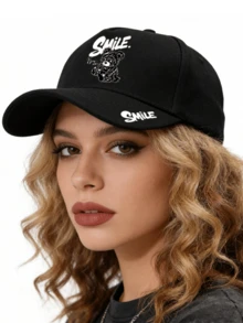 1pc/2pcs "Smile Bear" Letter Pattern Design Printed Unisex Curved Brim Baseball Cap And Crossbody Bag, Street Fashion Outdoor Sports Baseball Cap And Bag, Adjustable, Gift For Yourself Or Friends - Multicolor - View 4