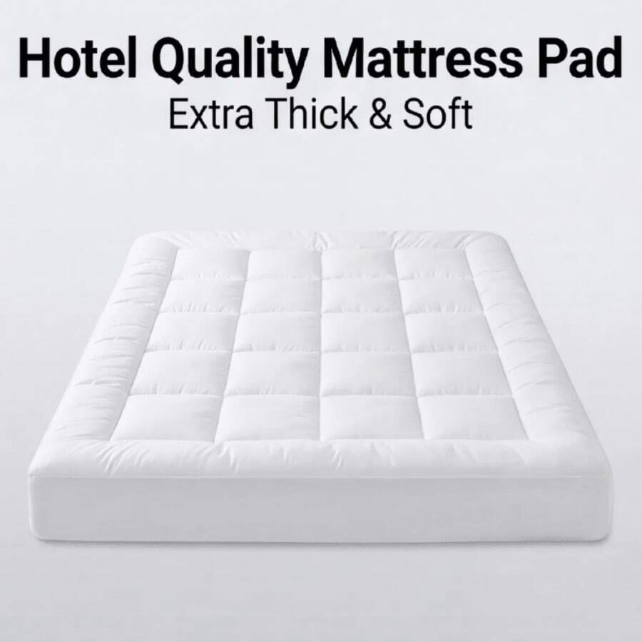 Extra Thick Hotel Quality Hypoallergenic Soft Supportive Quilted Box Stitched Mattress Pads - Single(90*190+10cm) - View 1