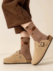 10 Pairs Random Kids Cartoon Capybara Mid-Calf Socks, Striped Colorblock Soft Breathable Cute All-Season Versatile Short Socks For Boys And Girls - Multicolor - View 2