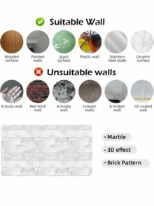 4/10/20 Sheets (Thickened Design) Subway Tile Peel And Stick Wall Tile, 2D Wall Tile With Commercial Grade Adhesive For Kitchen Bathroom Laundry Room, Size 11.56"X8.38" - White - A - View 7